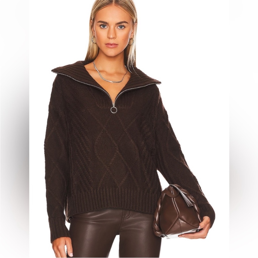 SNDYS Jax Brown Cable Knit Sweater